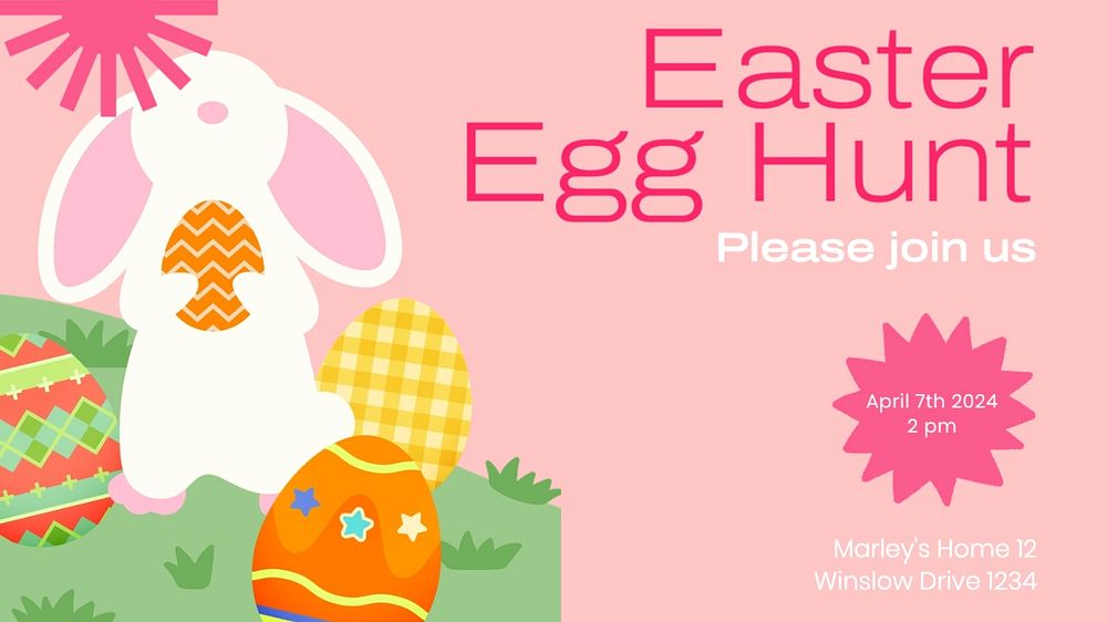 Egg hunt  blog banner template, editable text