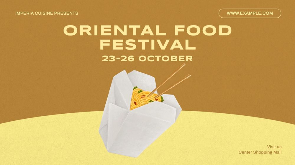 Oriental food festival  blog banner template, editable text