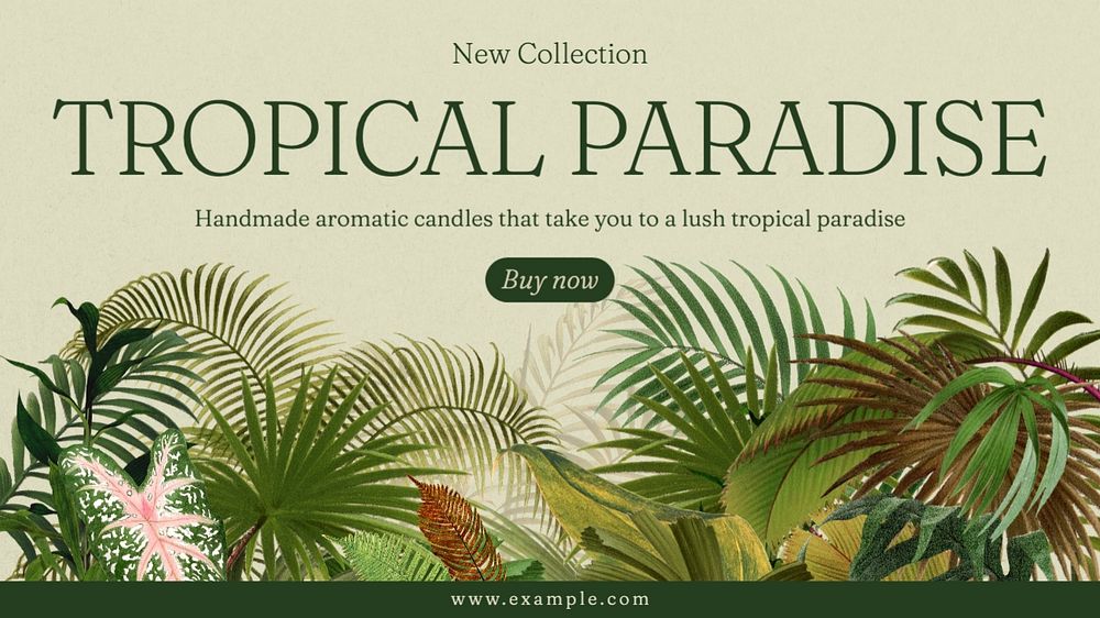 Tropical paradise blog banner template, editable text