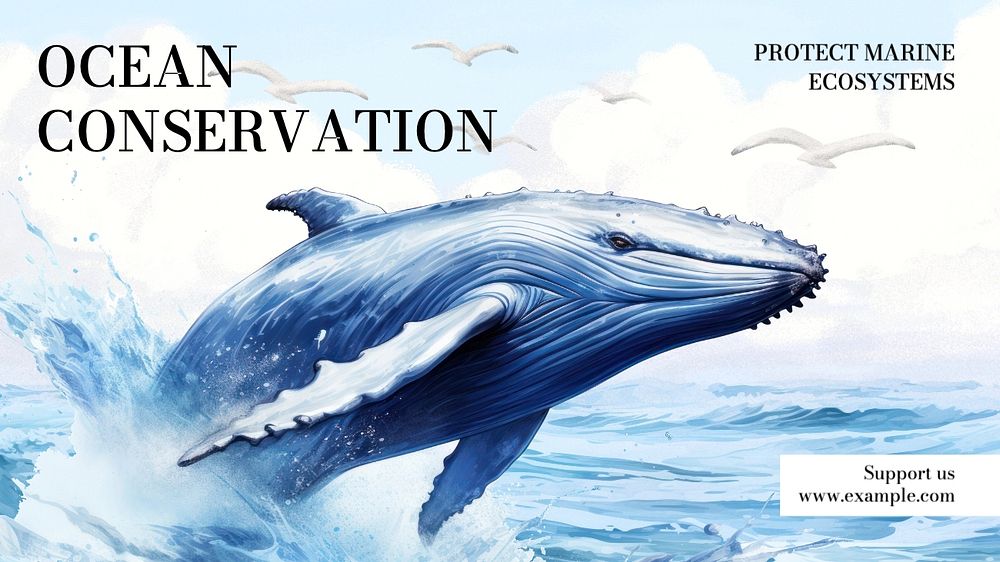 Ocean conservation  blog banner template, editable text