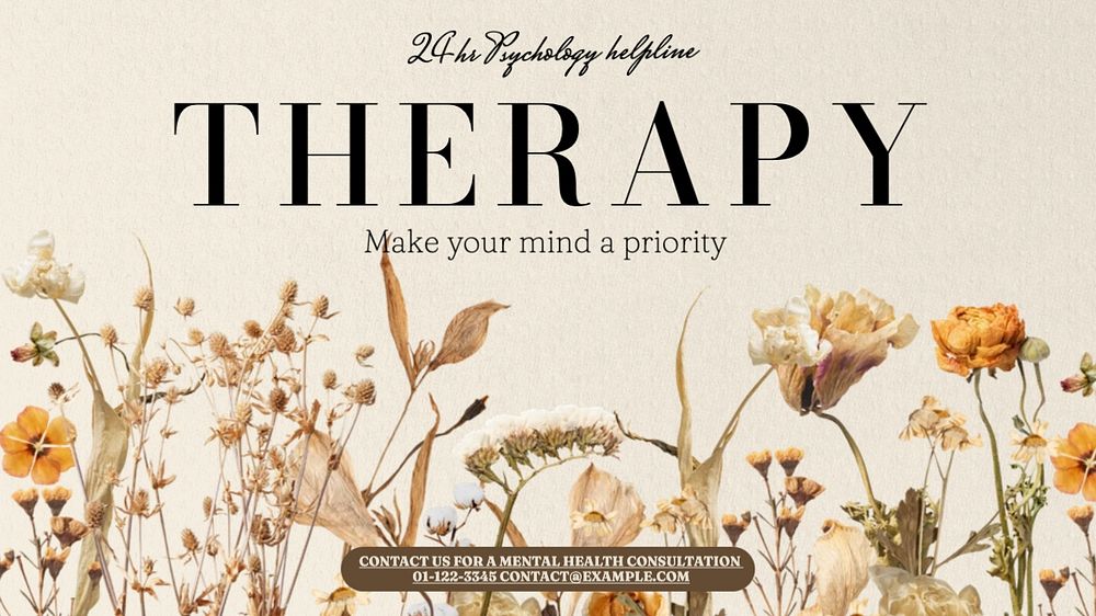 Therapy blog banner template, editable text