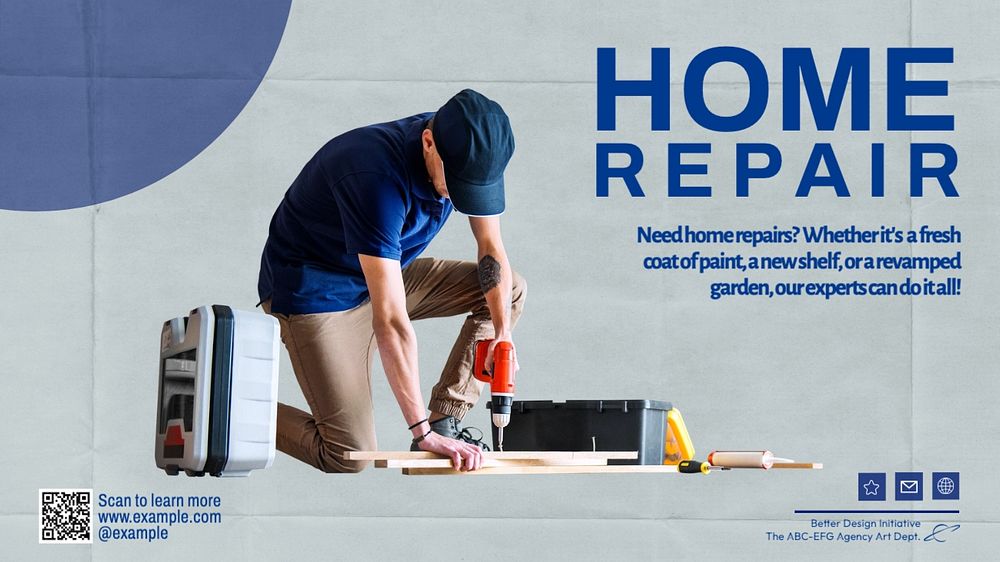 Home repair blog banner template, editable text