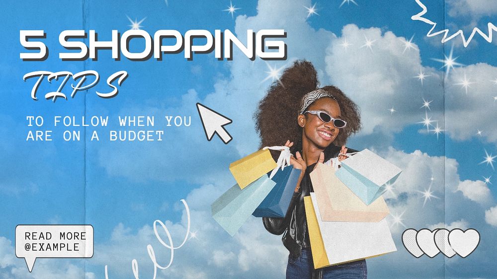 Shopping tips blog banner template, editable text