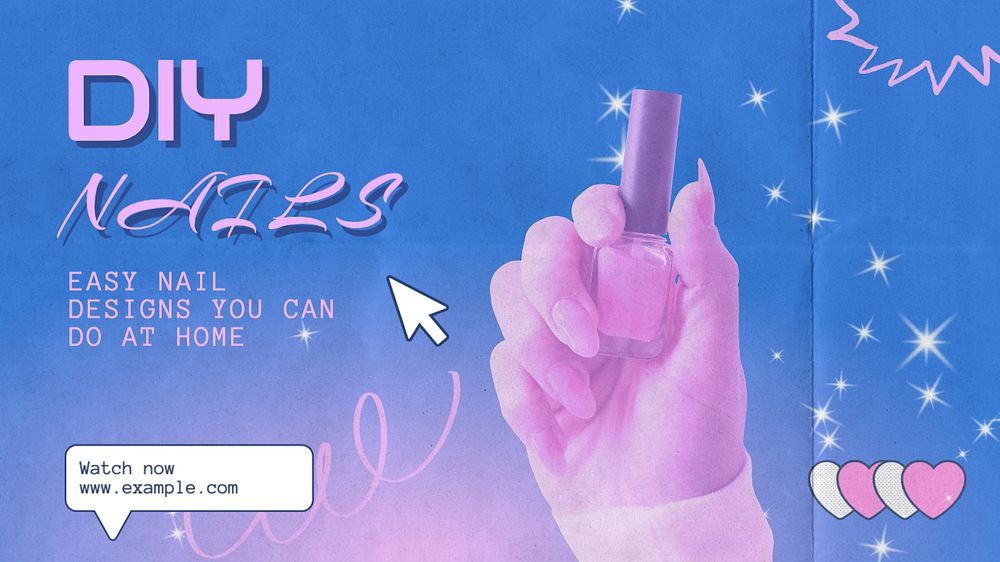 DIY nails blog banner template, editable text