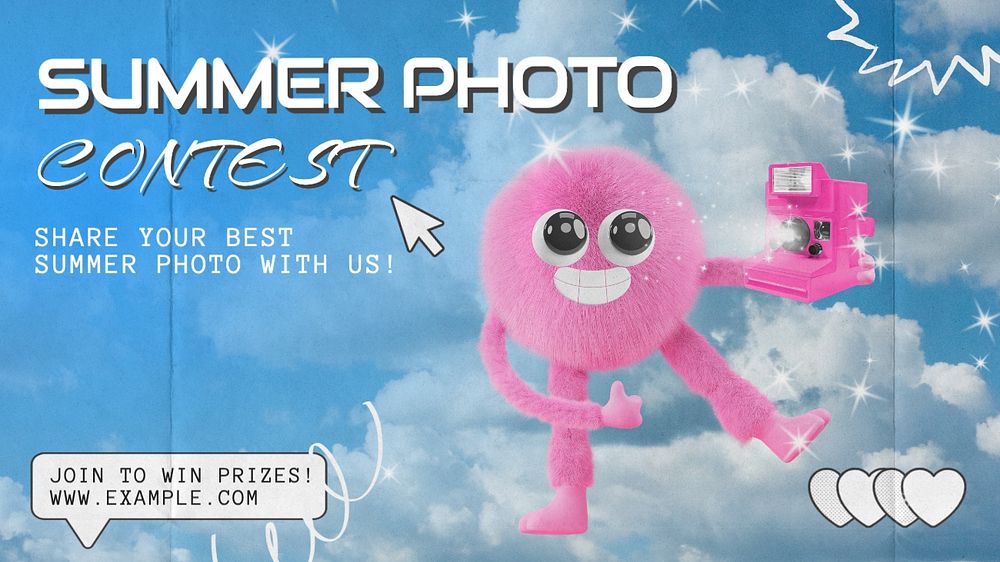 Summer photo contest blog banner template, editable text