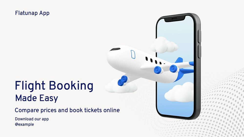 Flight booking blog banner template, editable text