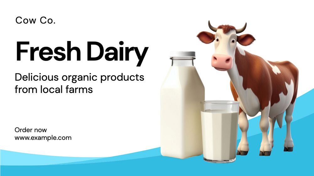 Fresh dairy blog banner template, editable text