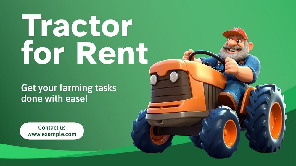 Tractor for rent blog banner template, editable text