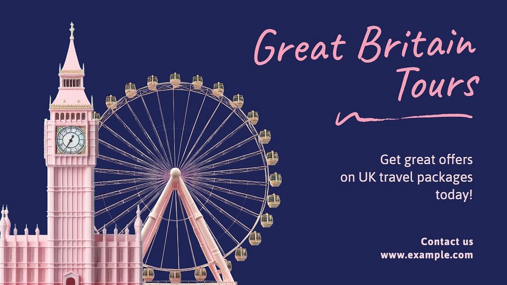 Great Britain Tours blog banner template, editable text