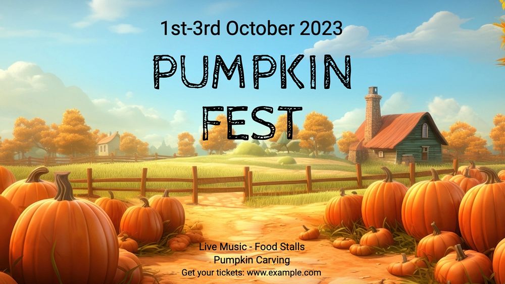 Pumpkin fest blog banner template, editable text