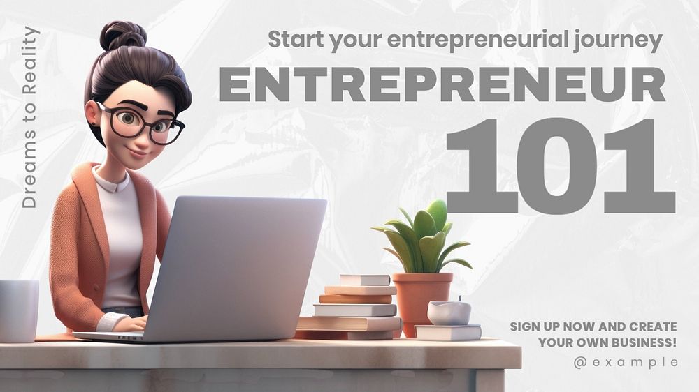 Entrepreneur 101 blog banner template, editable text