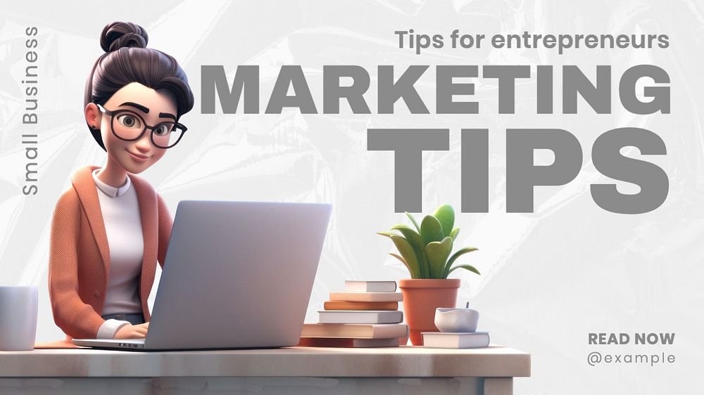 Marketing tips blog banner template, editable text