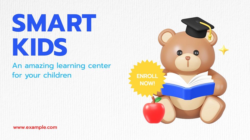 Learning center blog banner template, editable text