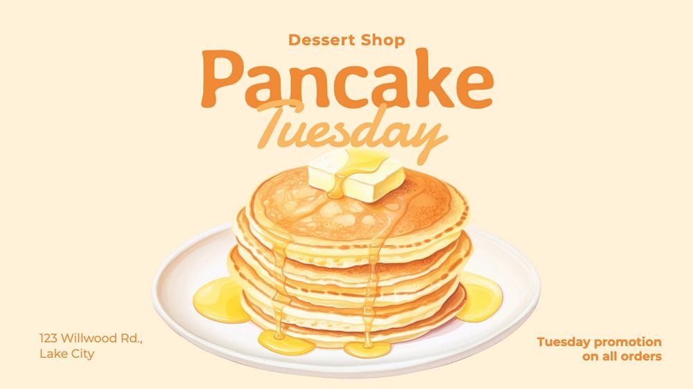 Pancake Tuesday blog banner template, editable text