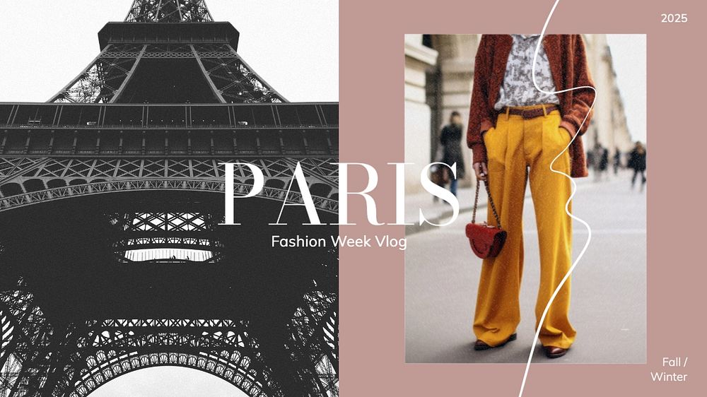 Paris fashion vlog Youtube cover template, editable design