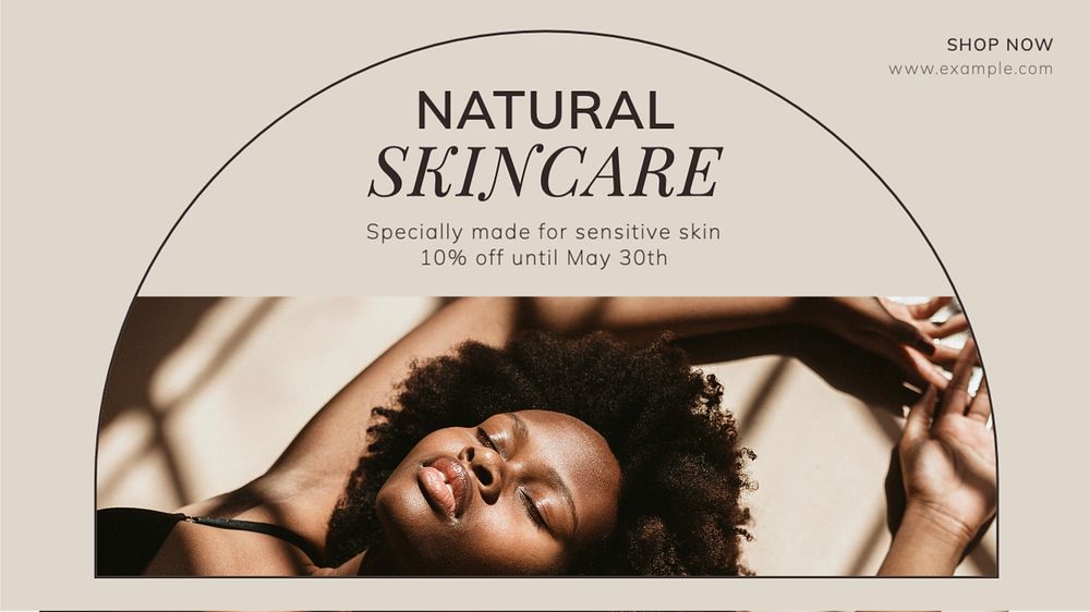 Natural skincare blog banner template, editable text