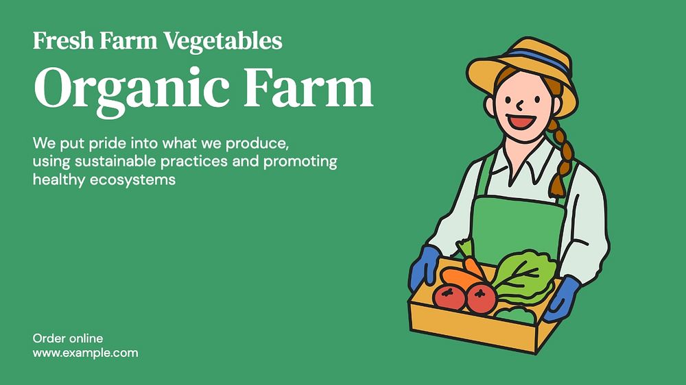 Organic farm blog banner template, editable text