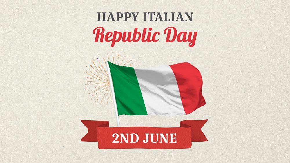 Italy republic day blog banner template, editable text