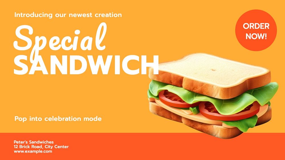 Special sandwich blog banner template, editable text