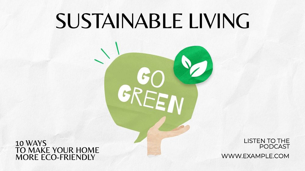 Sustainable living blog banner template, editable text