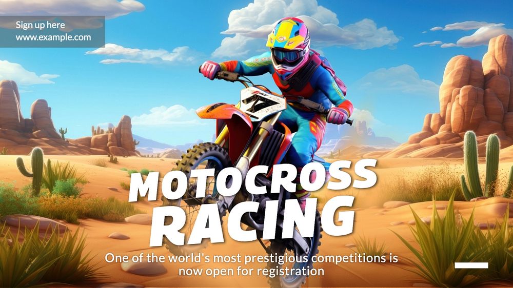 Motocross racing blog banner template, editable text