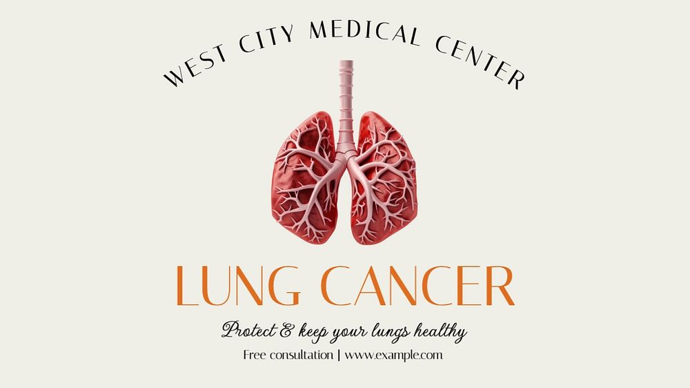 Lung cancer blog banner template, editable text