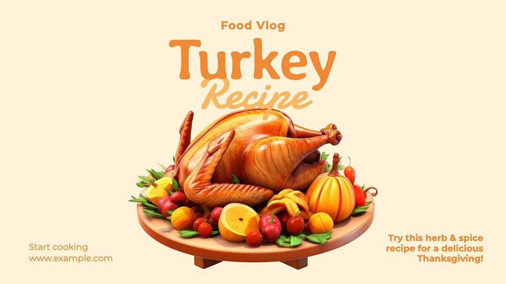 Turkey recipe blog banner template, editable text