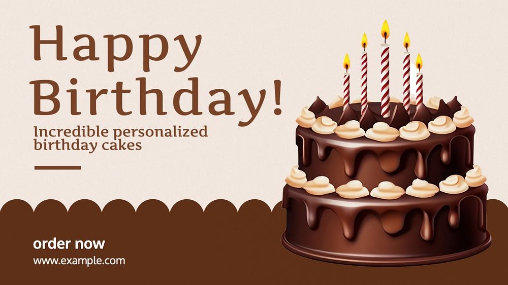 Happy birthday blog banner template, editable text