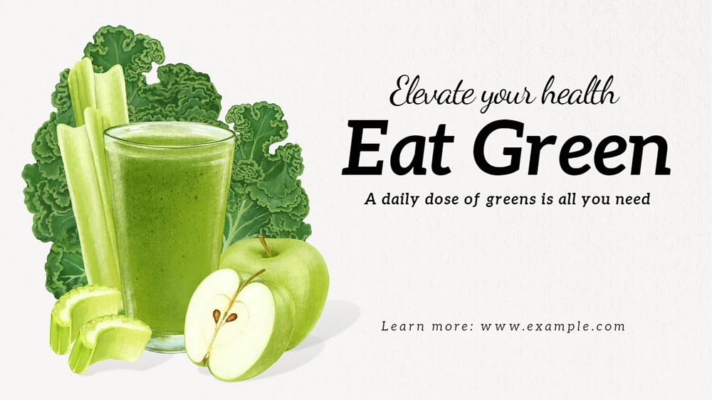 Eat green blog banner template, editable text