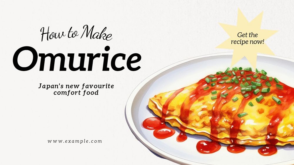 Omurice recipe blog banner template, editable text