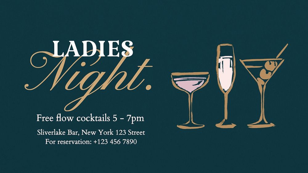 Ladies night blog banner template, editable text