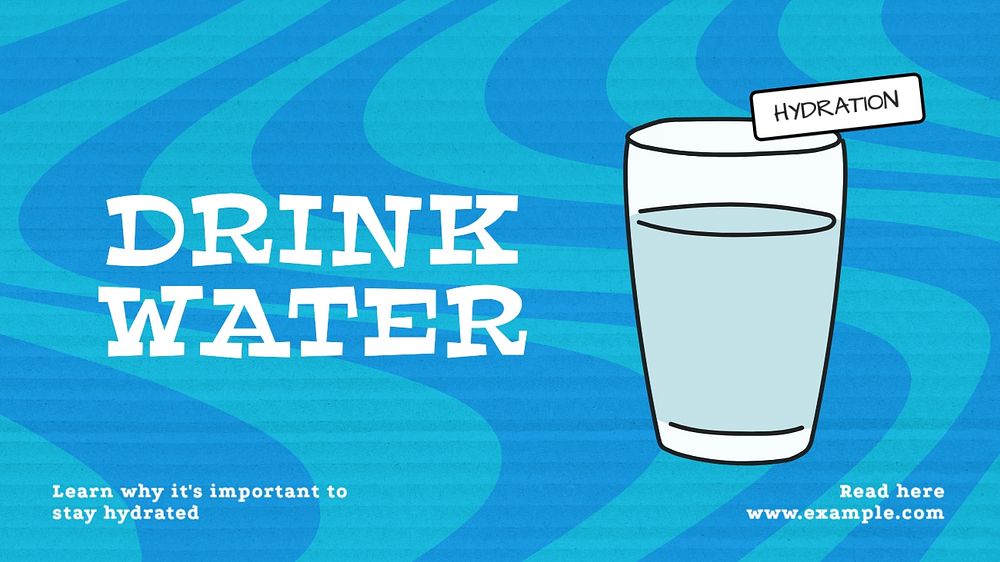 Drink water blog banner template, editable text