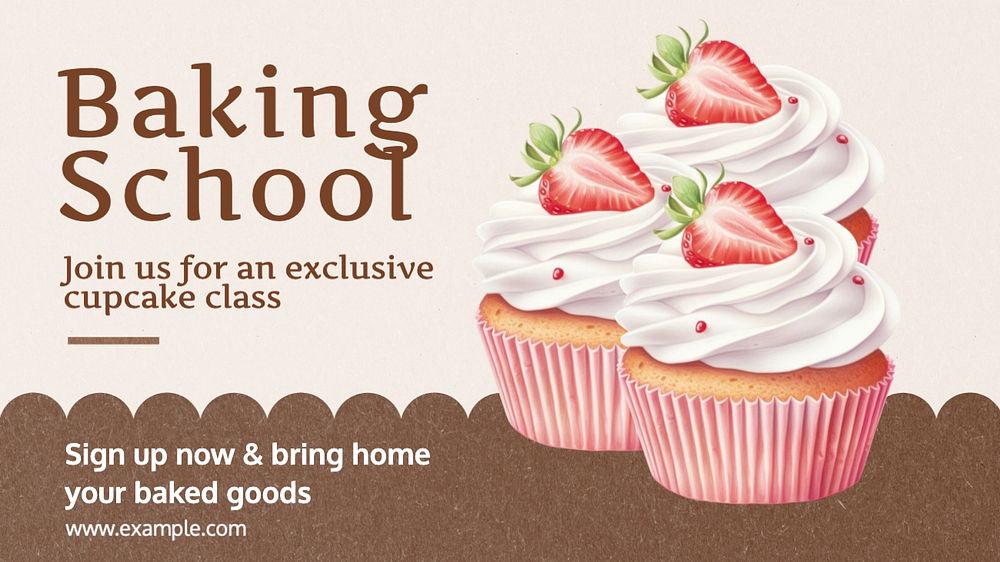 Baking school blog banner template, editable text