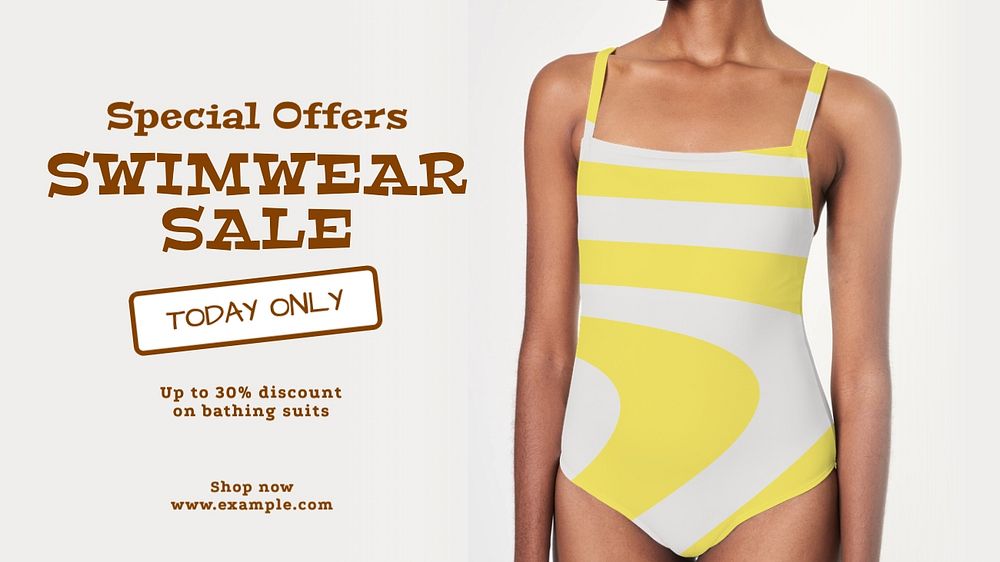 Swimwear sale blog banner template, editable text