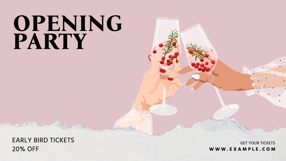 Opening party blog banner template, editable text