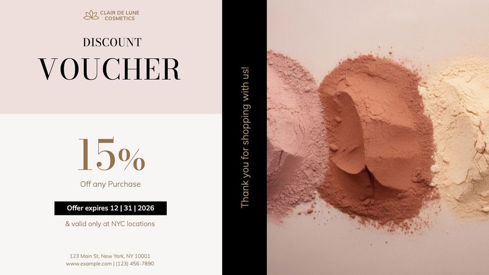 Cosmetics discount voucher template, editable design