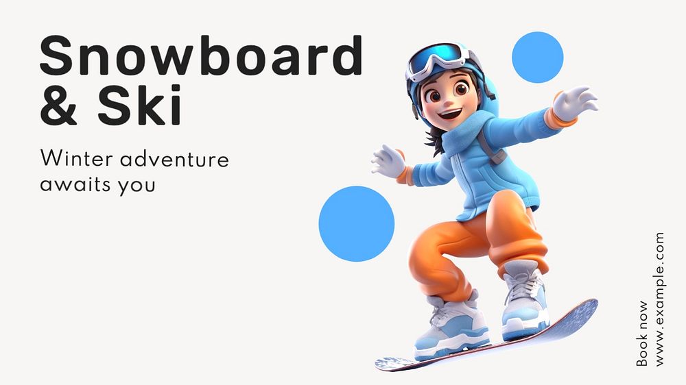 Snowboard & Ski blog banner template, editable text