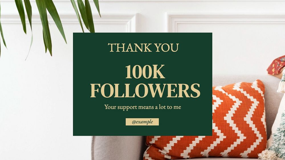 Thank you followers blog banner template, editable text