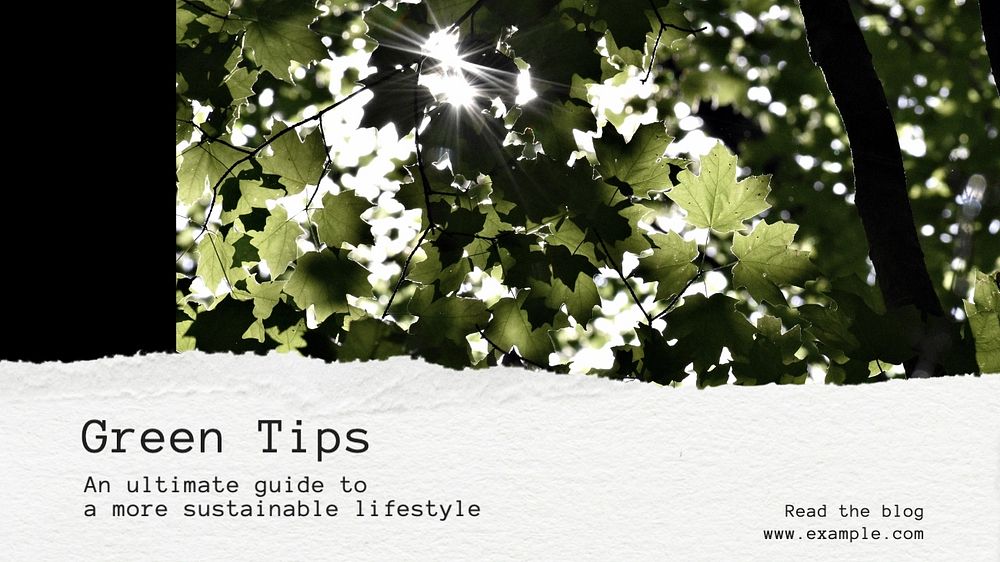 Green tips blog banner template, editable text