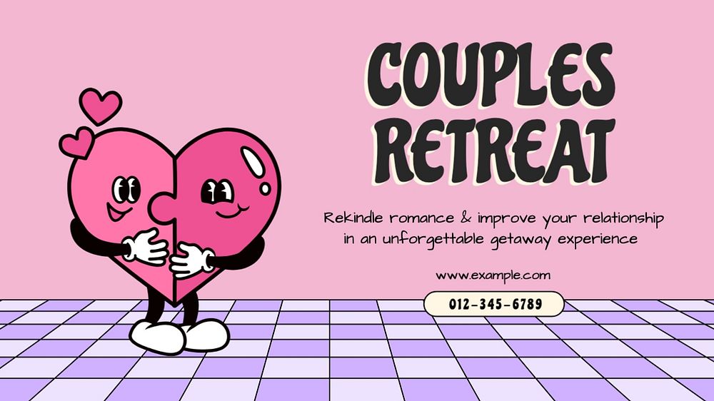 Couples retreat blog banner template, editable text