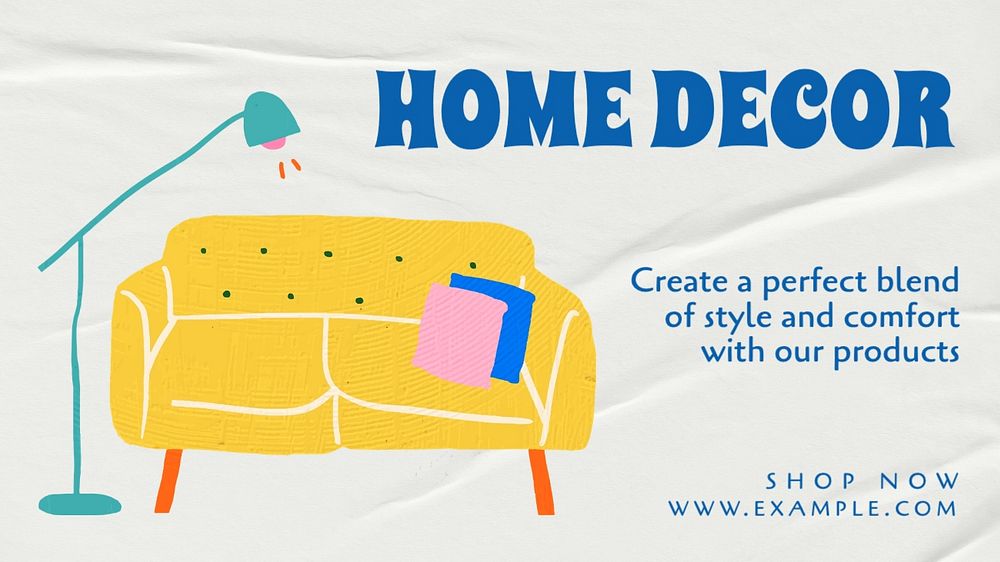 Home decor blog banner template, editable text