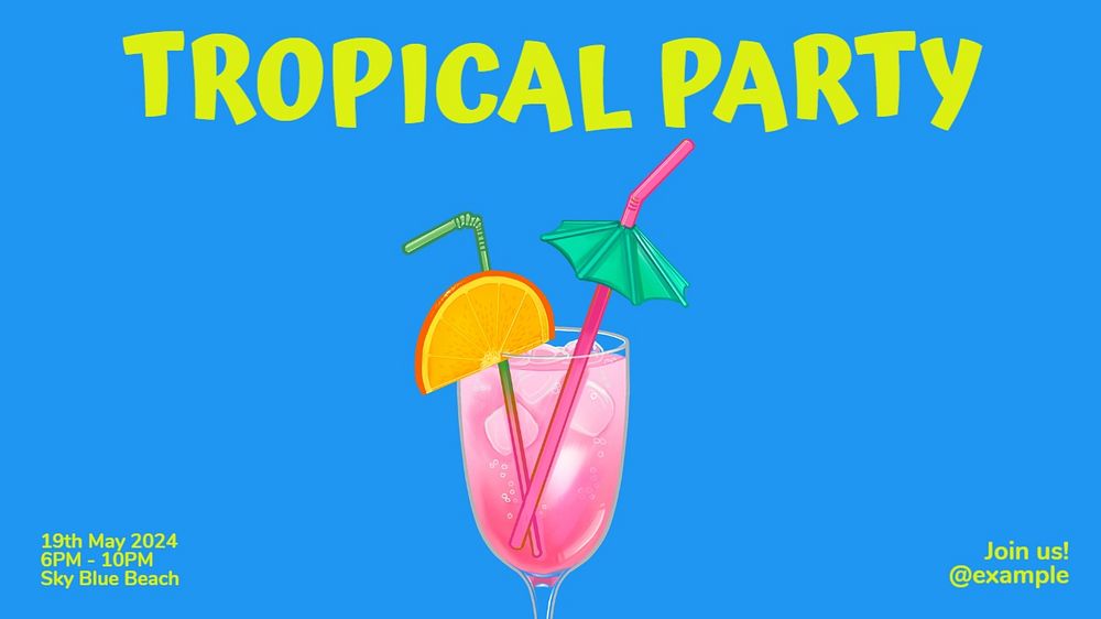 Tropical party blog banner template, editable text