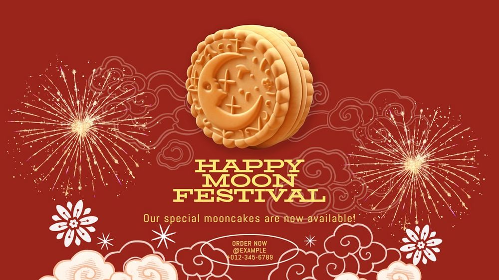 Moon festival blog banner template, editable text