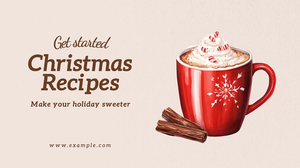 Christmas recipe blog banner template, editable text