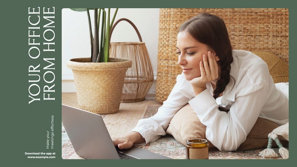 Office from home blog banner template, editable text