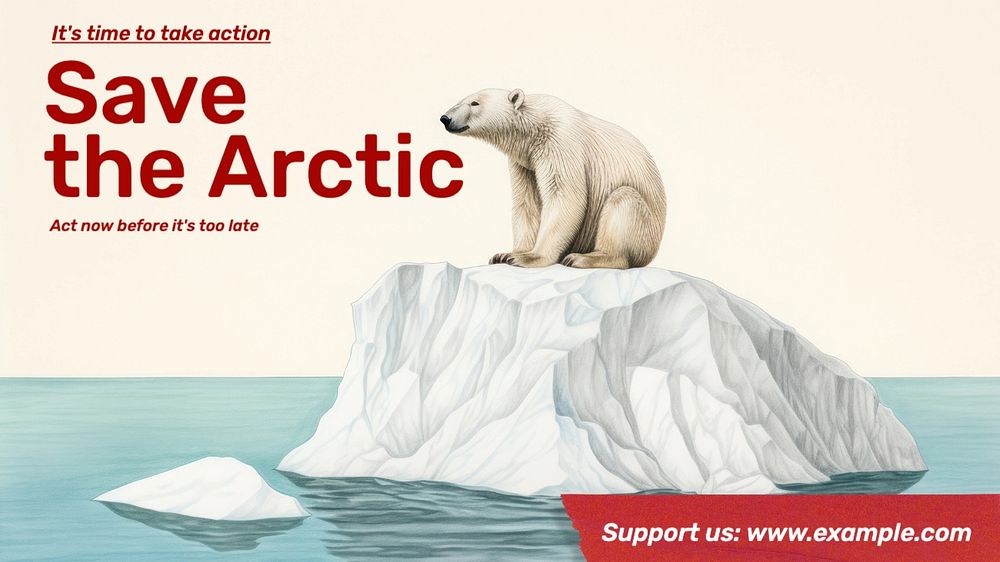 Save the arctic blog banner template, editable text