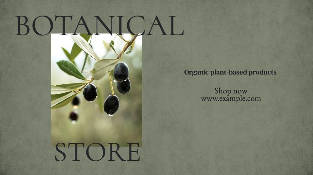 Botanical store blog banner template, editable text