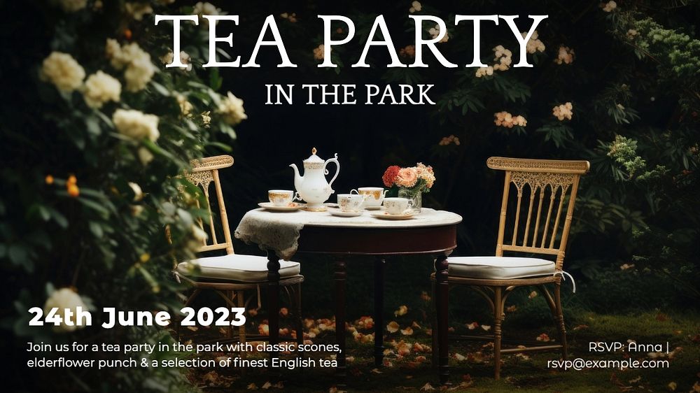 Park tea party blog banner template, editable text