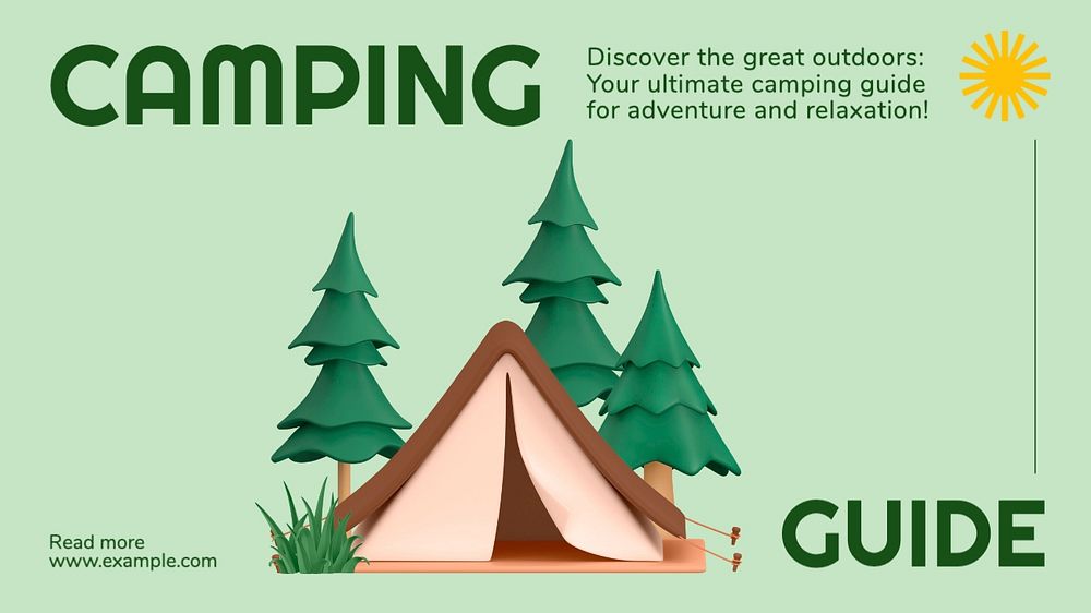 Camping guide blog banner template, editable text