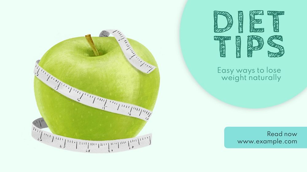 Diet tips blog banner template, editable text